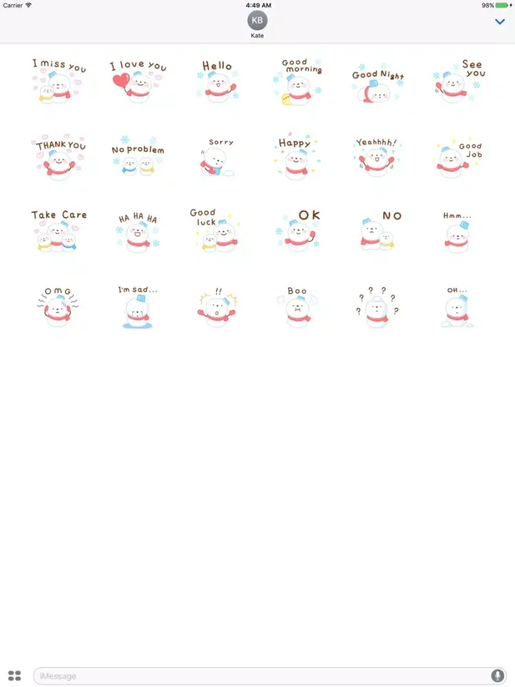 Cute Snowman Emoji Sticker iPad  স্ক্রিনশট
