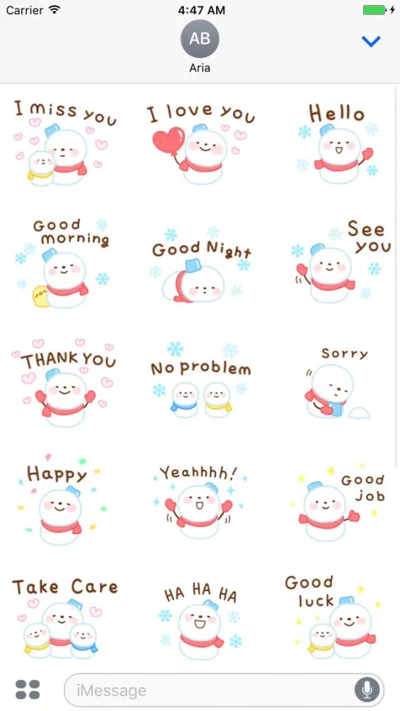 Cute Snowman Emoji Sticker স্ক্রিনশট