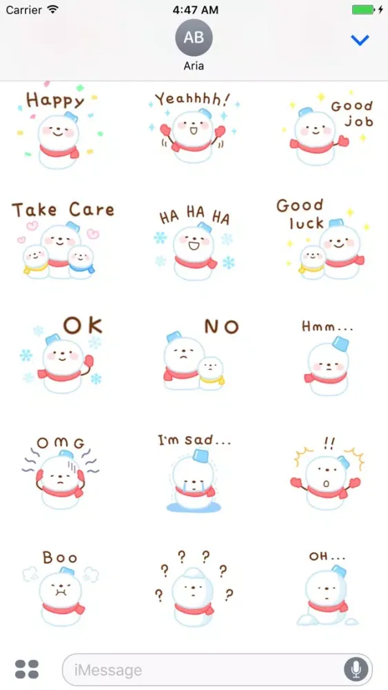 Cute Snowman Emoji Sticker স্ক্রিনশট