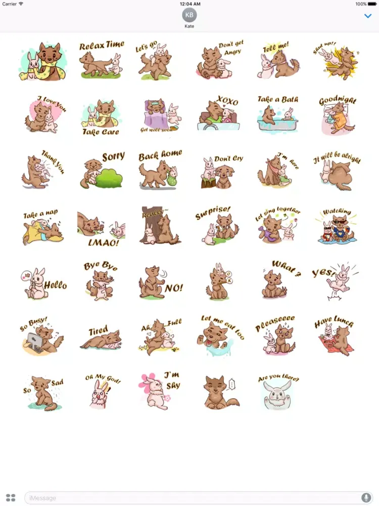 Tangkapan skrin Love of Wolf and Bunny Sticker iPad 