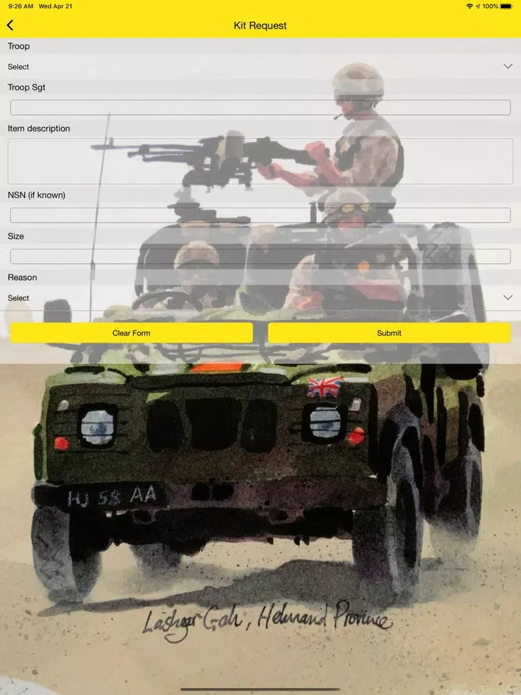 Tangkapan layar C&S Troop Admin iPad 