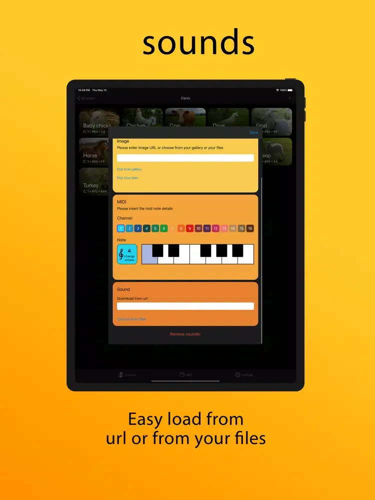 Tangkapan layar MIDI Sounder iPad 