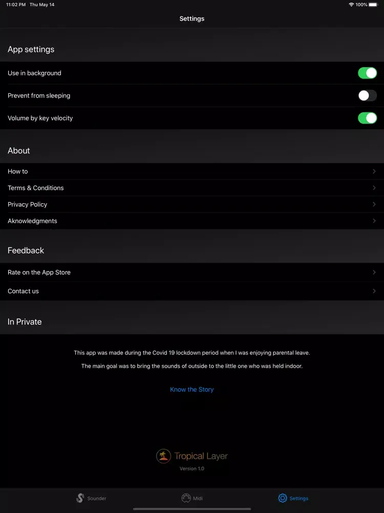 Tangkapan layar MIDI Sounder iPad 