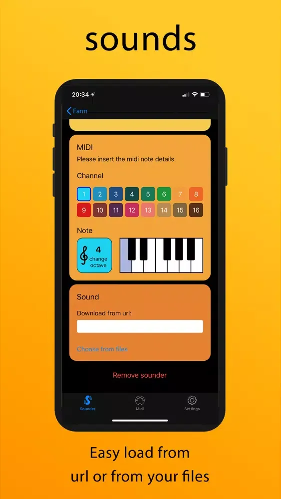 Tangkapan layar MIDI Sounder