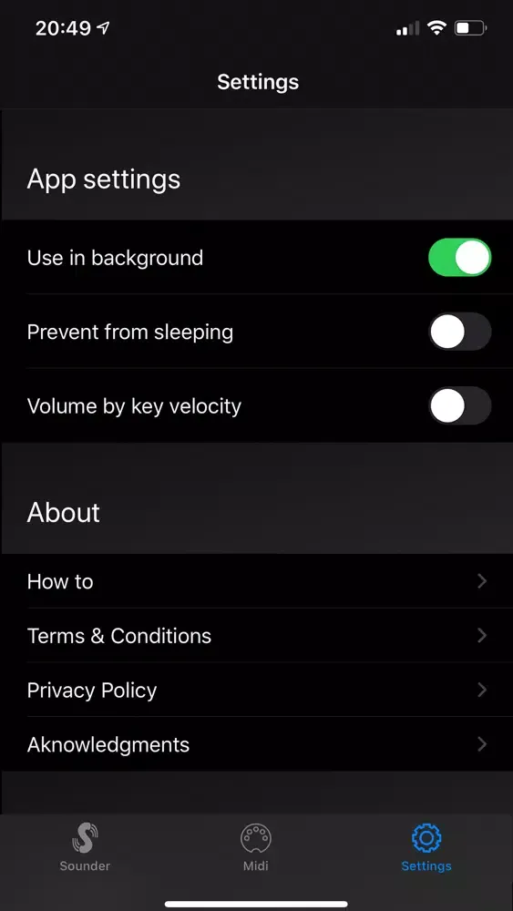 Tangkapan layar MIDI Sounder