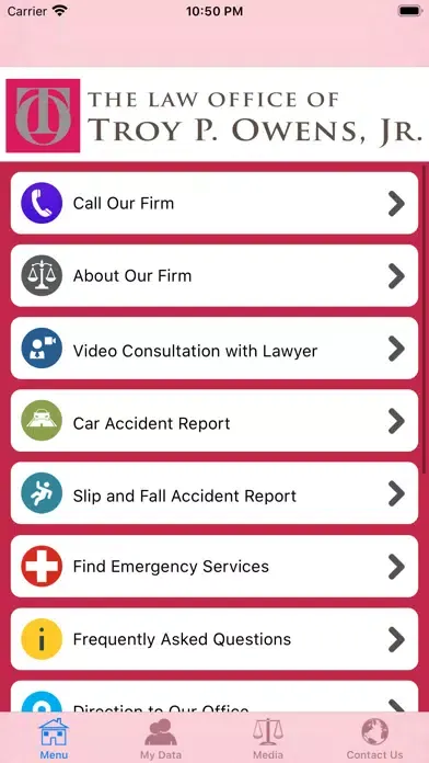 Tangkapan layar Troy P. Owens Injury Help App