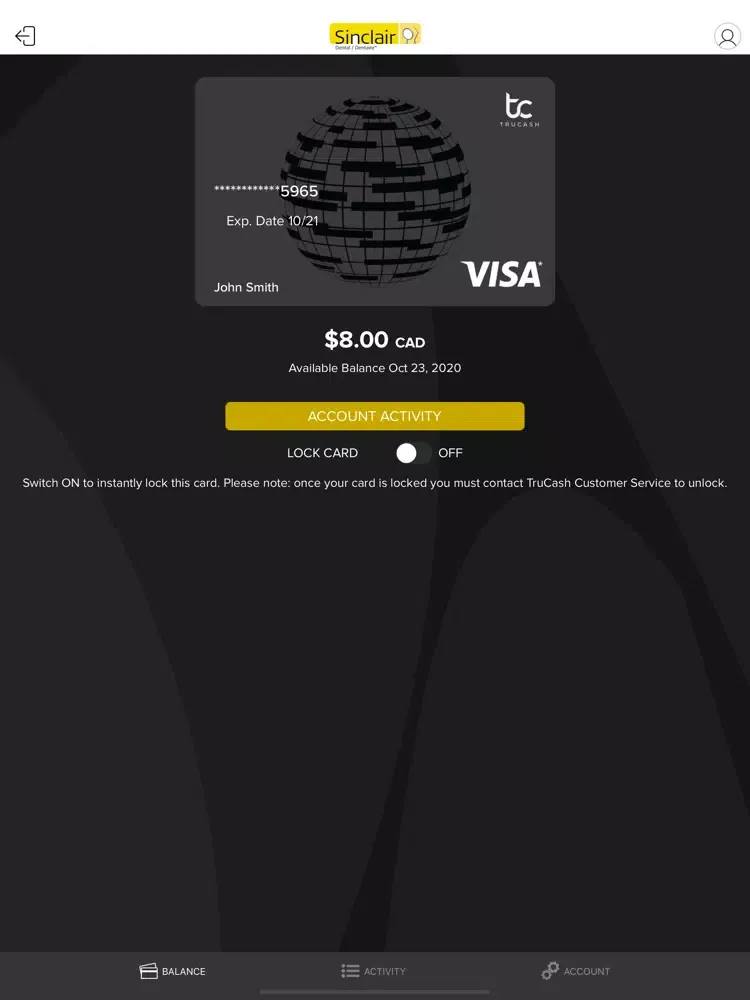 Zrzuty ekranu Sinclair Balance Checker iPad 