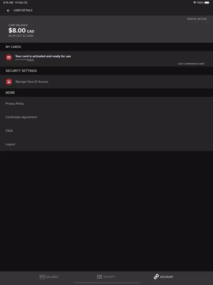 Zrzuty ekranu Sinclair Balance Checker iPad 