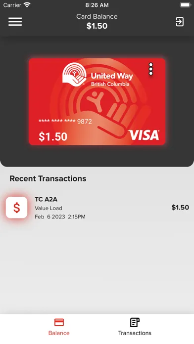 Captures d'écran de United Way BC Balance Checker