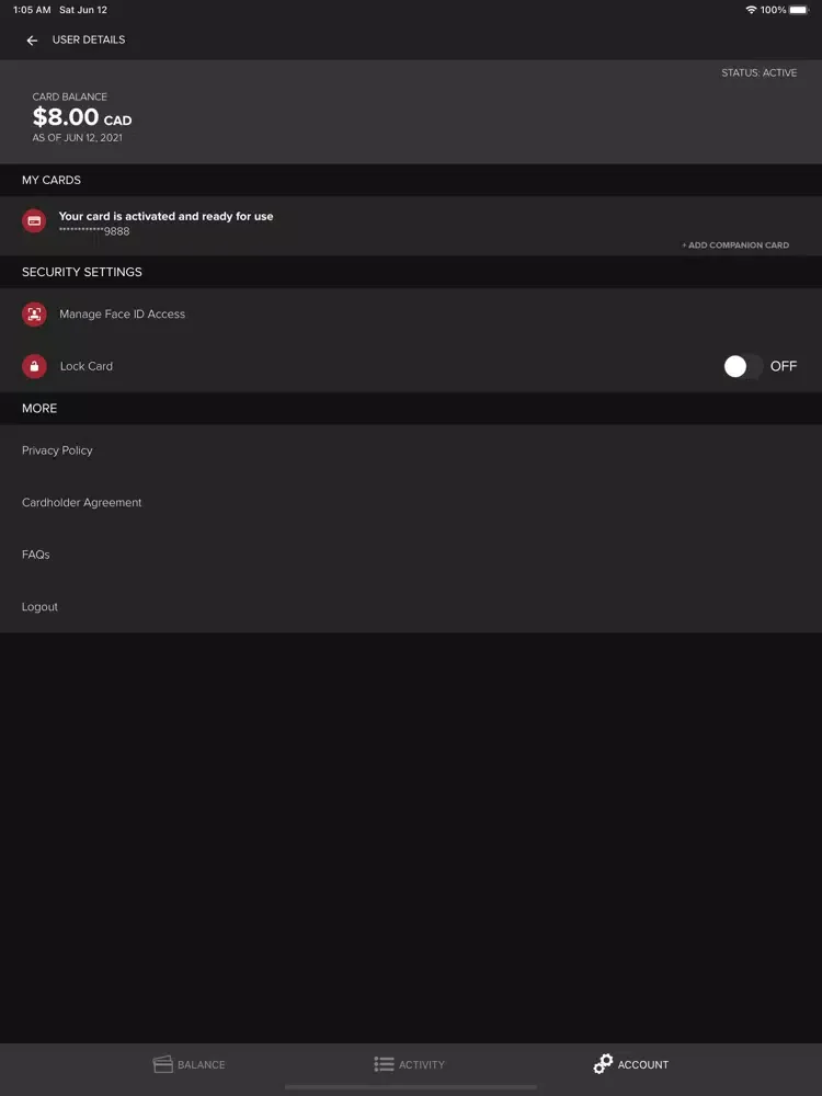 Vancouver Balance Checker iPad  स्क्रीनशॉट