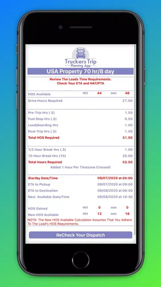 Tangkapan layar ETA PTA Calculator Solo