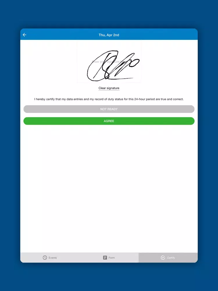 Ảnh chụp màn hình của truckinghub™ ELD iPad 