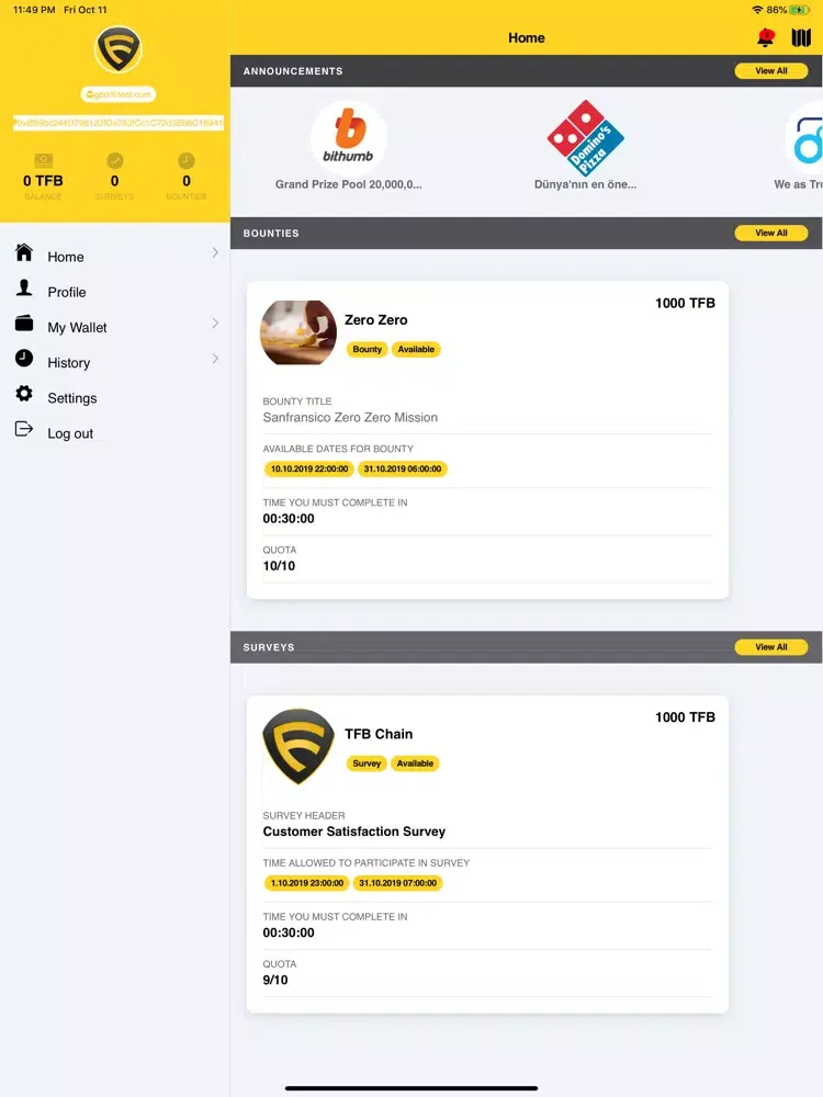 Truefeedback Bounty & Survey iPad  Screenshots