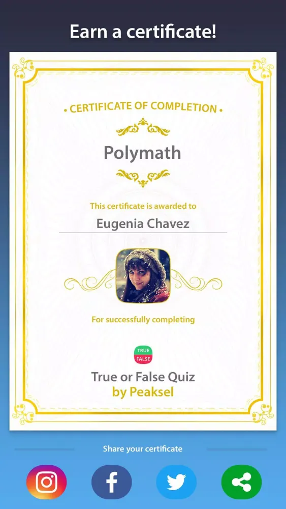 Capturas de tela do True or False Quiz