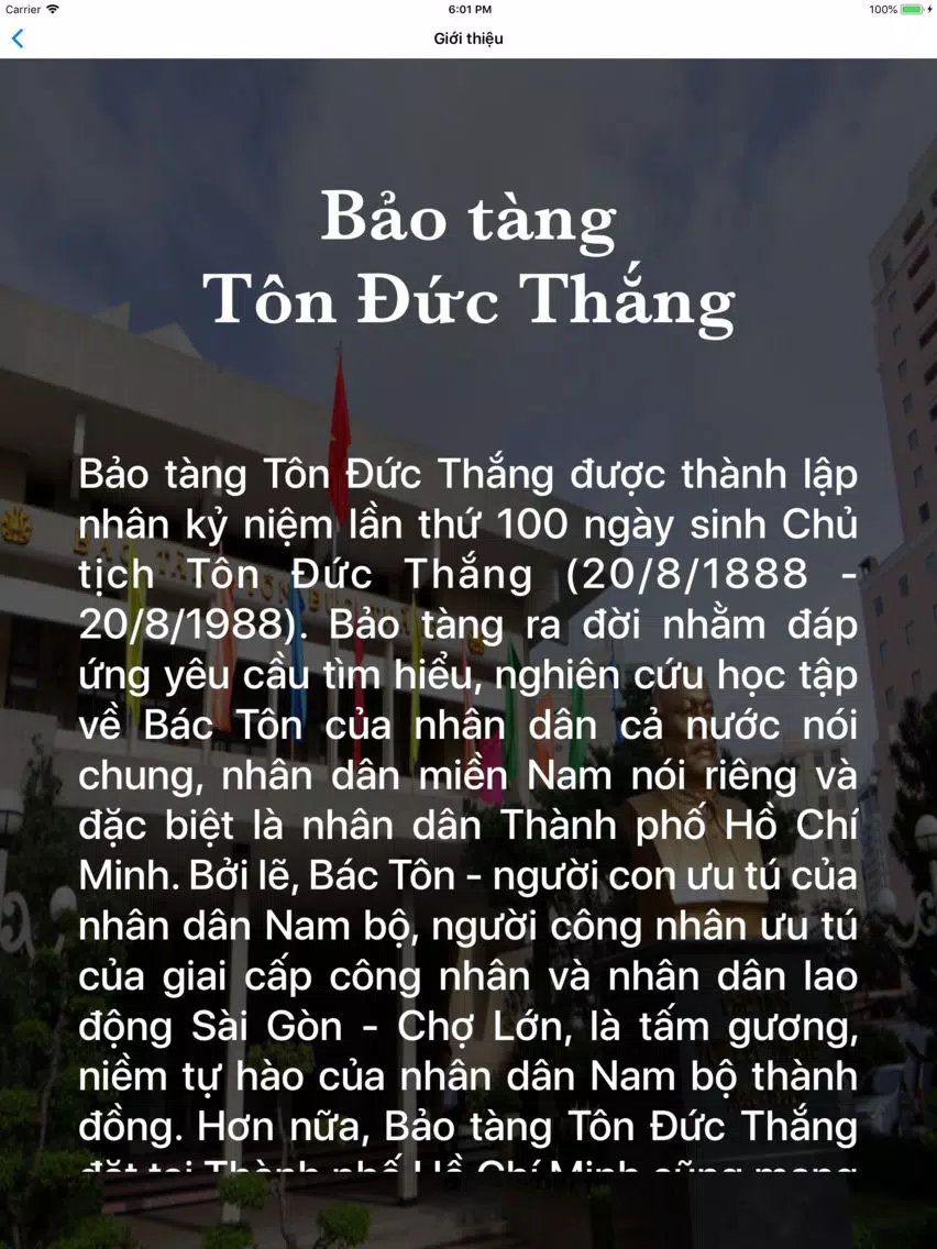 Ton Duc Thang Museum iPad  স্ক্রিনশট