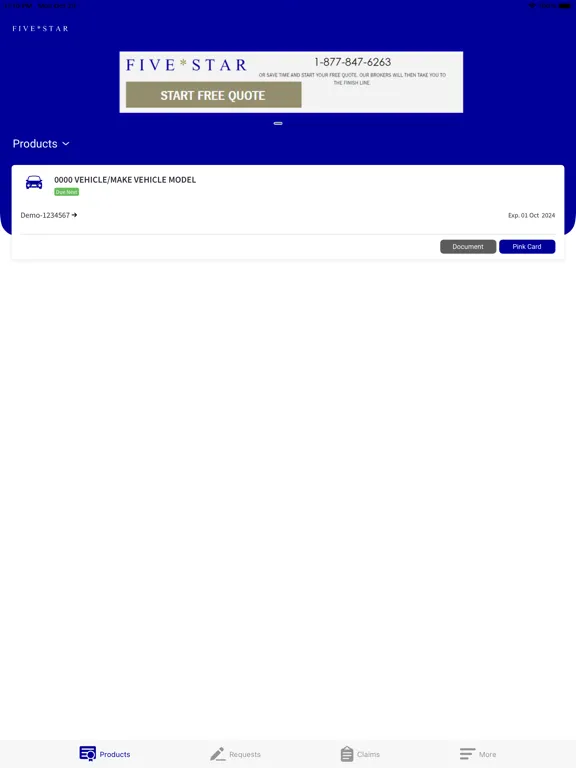 Capturas de tela do Five Star Insurance Online iPad 