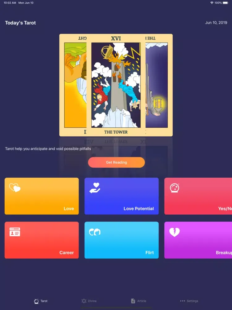 Ảnh chụp màn hình của Daily Tarot Card Reading Plus iPad 