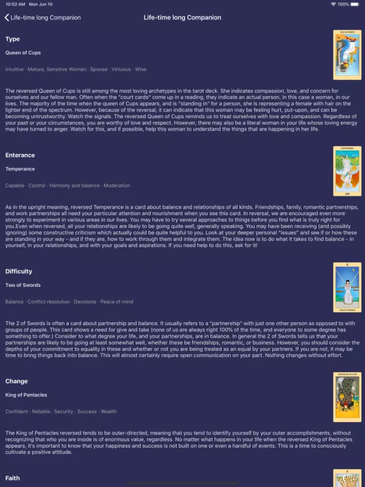 Ảnh chụp màn hình của Daily Tarot Card Reading Plus iPad 
