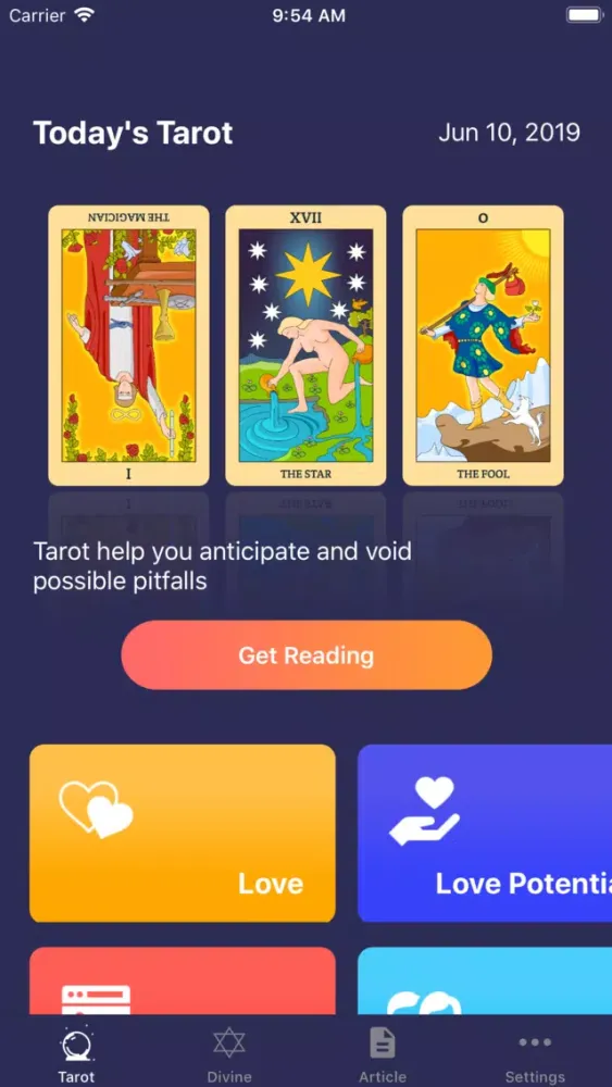 Ảnh chụp màn hình của Daily Tarot Card Reading Plus