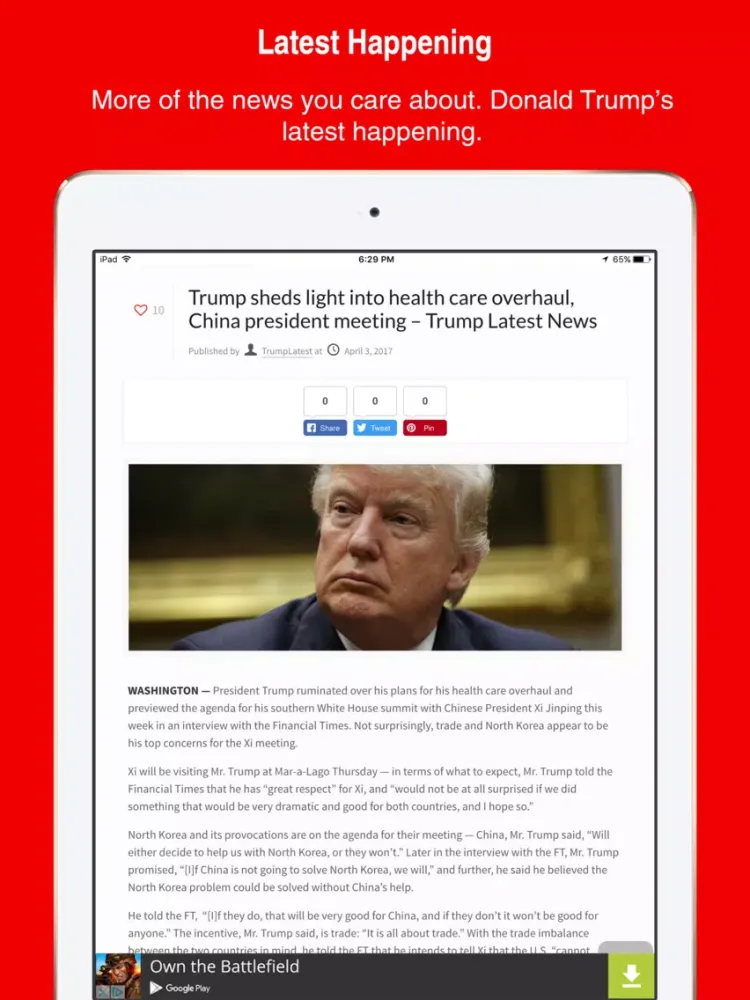 Captures d'écran de Trump Latest iPad 