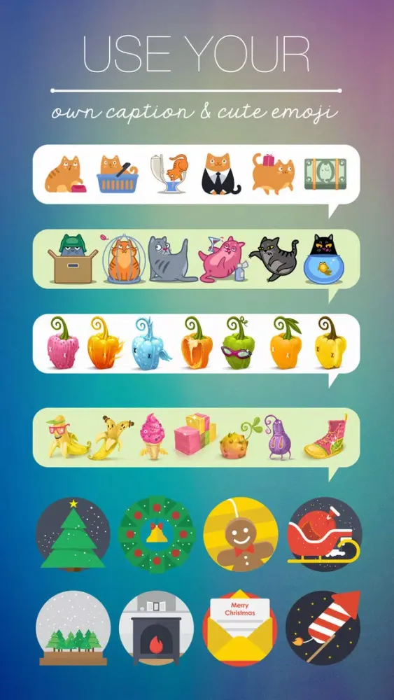 Ảnh chụp màn hình của Photos Caption - Add pic effect, text labels, stickers and more...