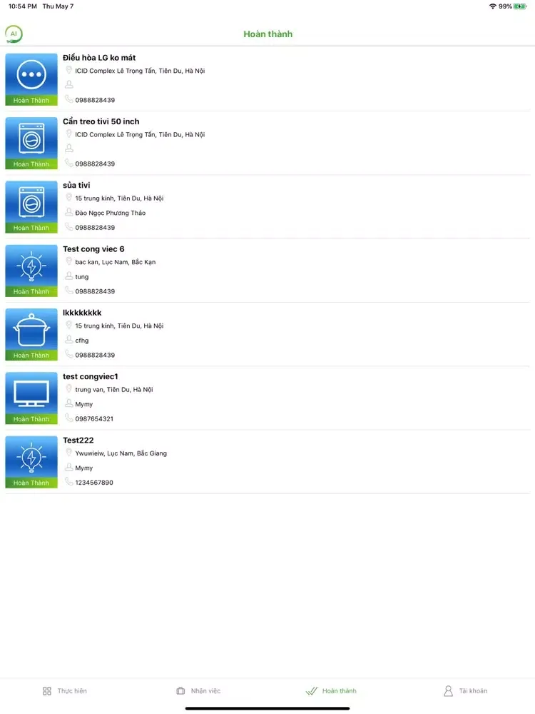 AI Dịch vụ - App NV iPad  Screenshots