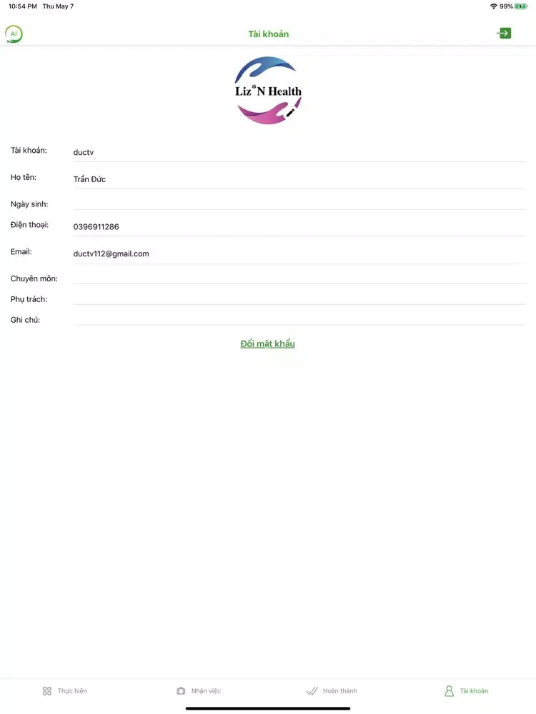 AI Dịch vụ - App NV iPad  Screenshots