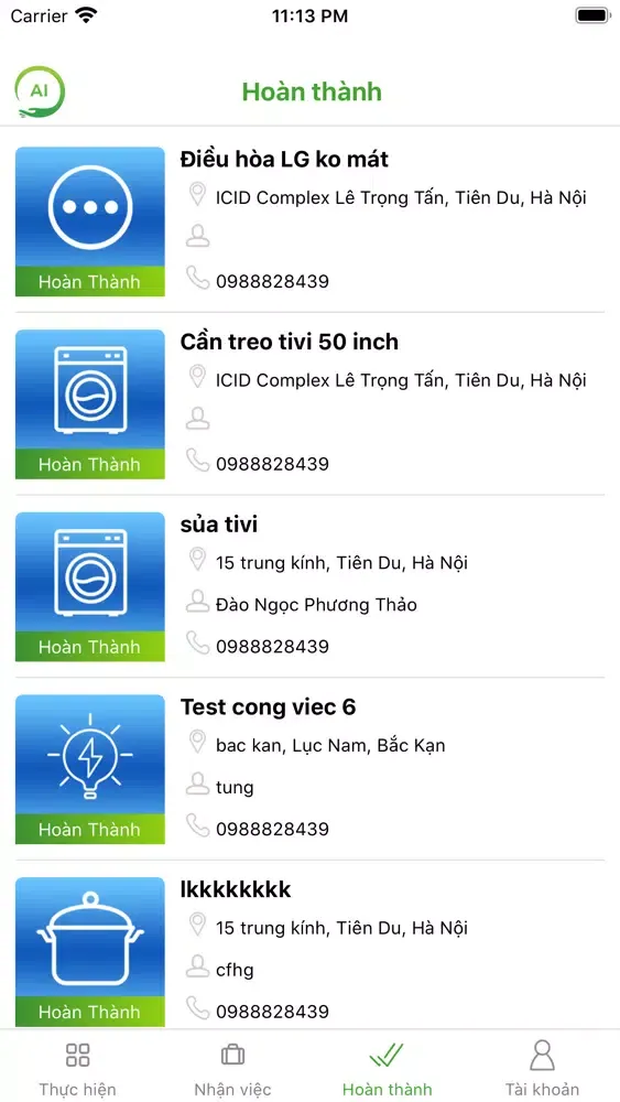 AI Dịch vụ - App NV Screenshots