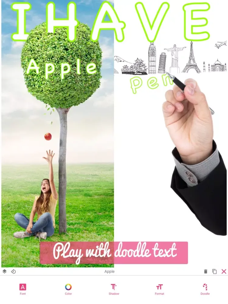 Selfie Play - Add doodle text filters after photo iPad  Ekran Görüntüleri