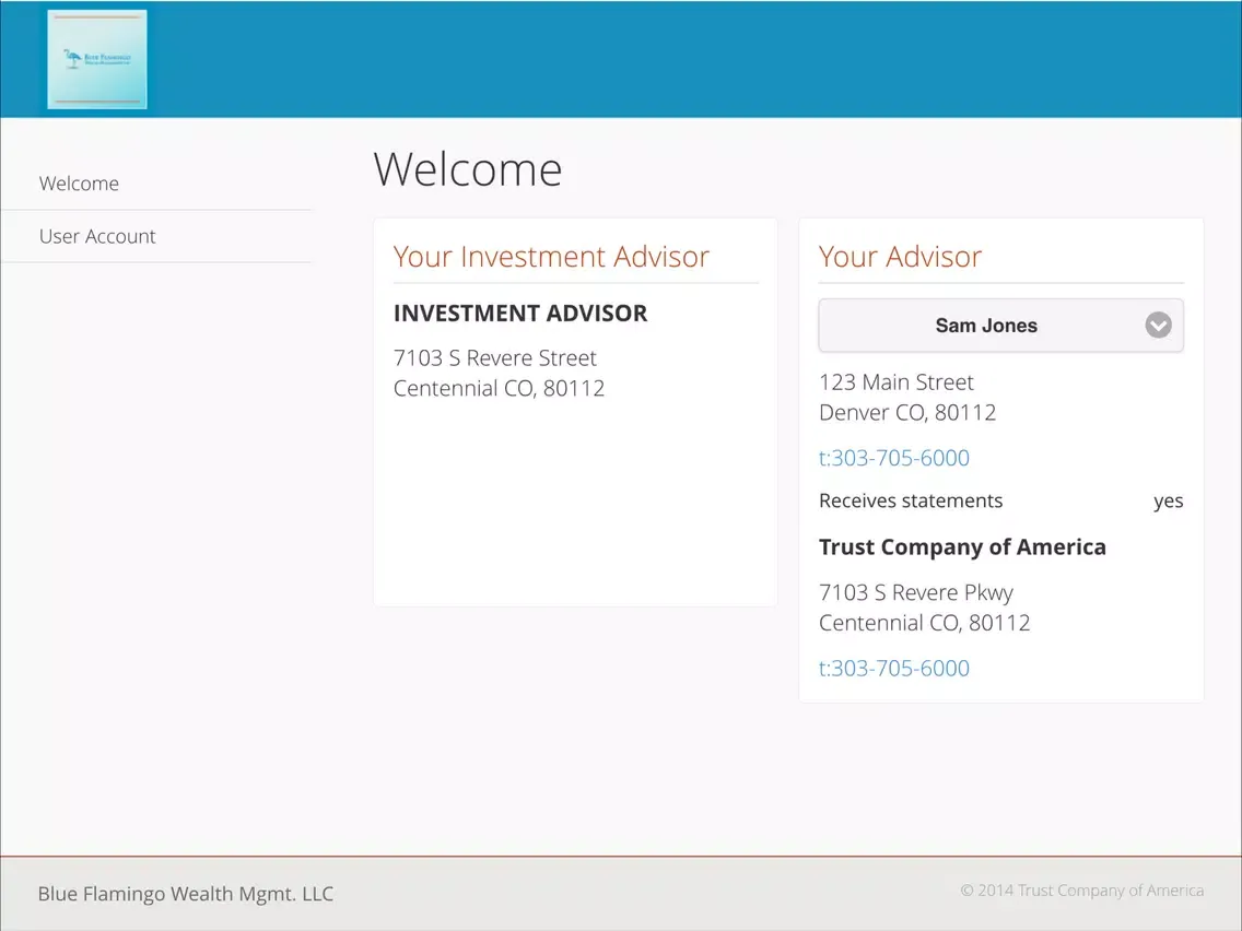 Screenshot di Blue Flamingo Wealth Management iPad 