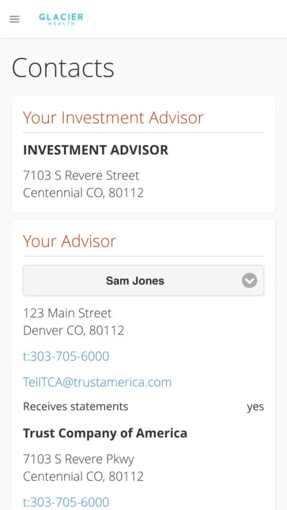 Zrzuty ekranu GlacierWealth, Inc.