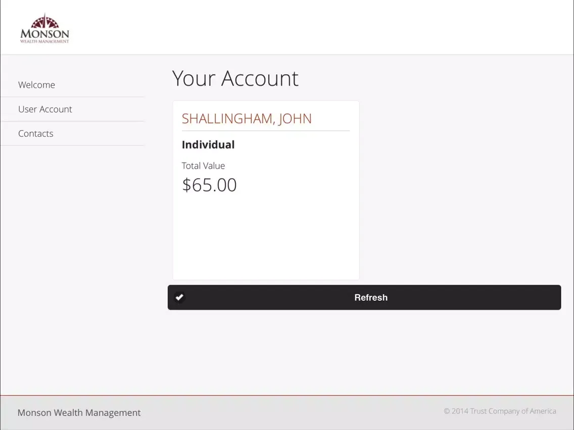 Ảnh chụp màn hình của Monson Wealth Management iPad 