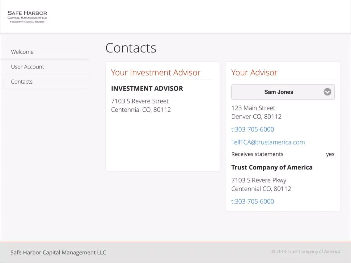 Tangkapan layar Safe Harbor Capital Management iPad 