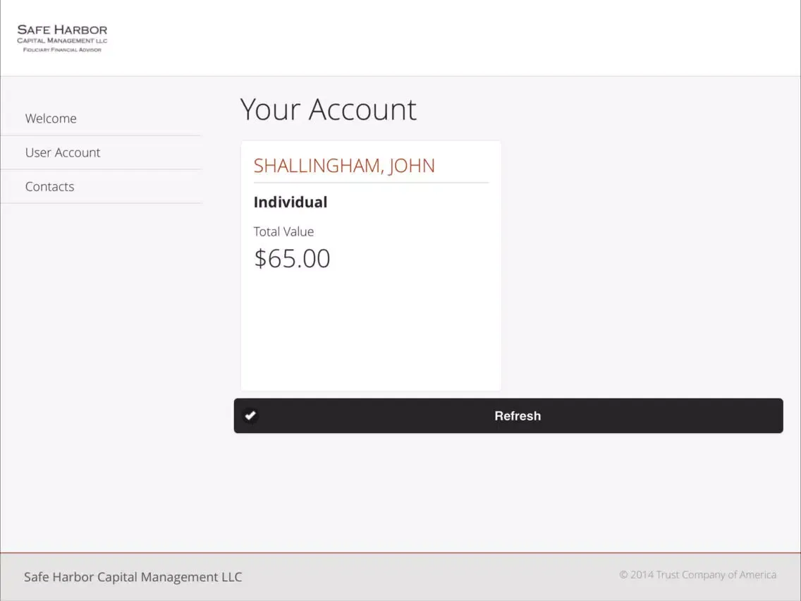 Tangkapan layar Safe Harbor Capital Management iPad 