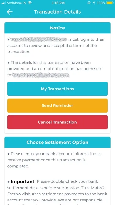 Zrzuty ekranu TrustMate® Escrow