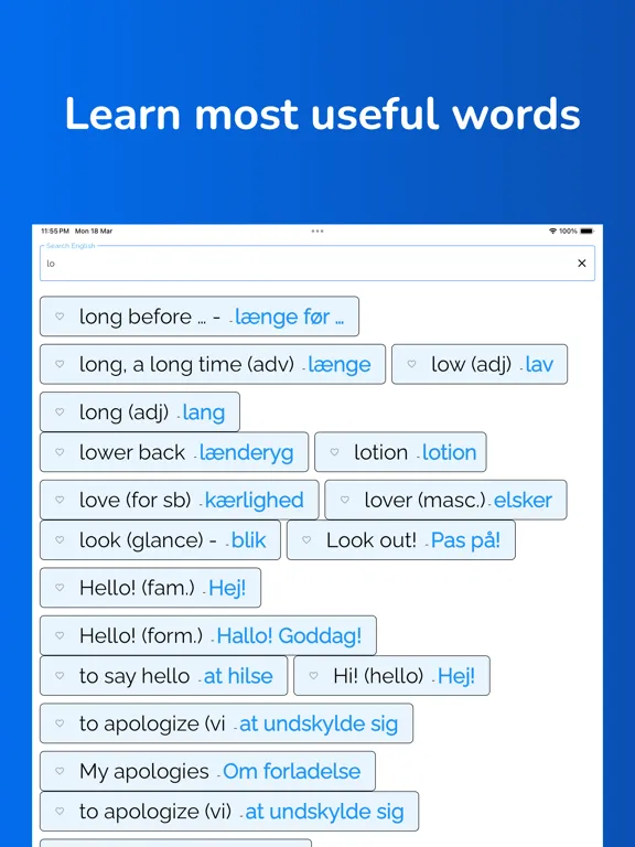 Learn Danish From English iPad  Screenshots