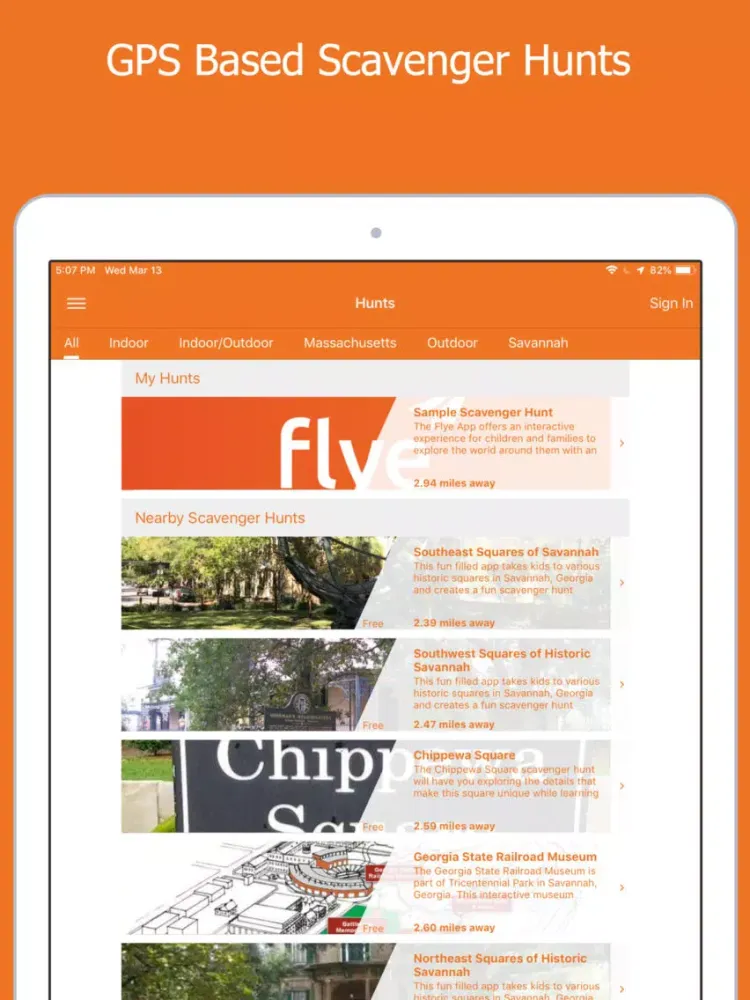 Flye Scavenger Hunts iPad  Screenshots