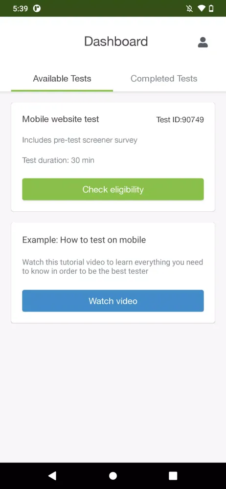 Trymata Testing Screenshots