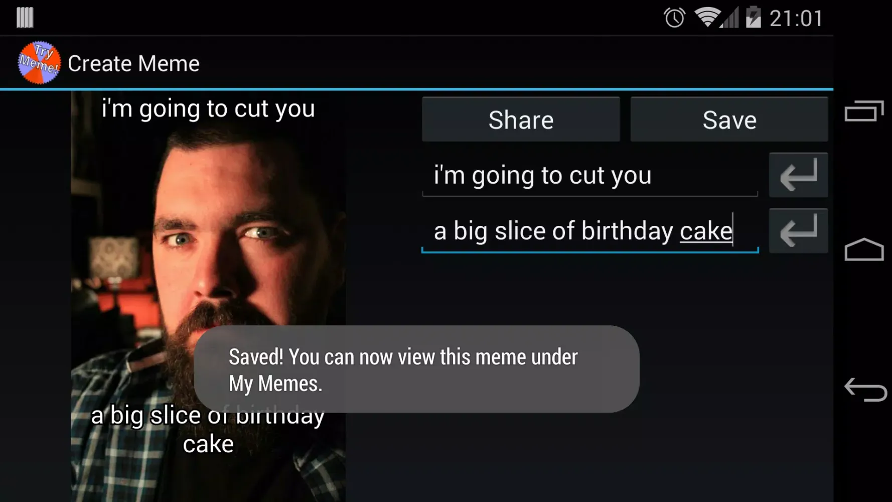 Capturas de pantalla de Try Meme!