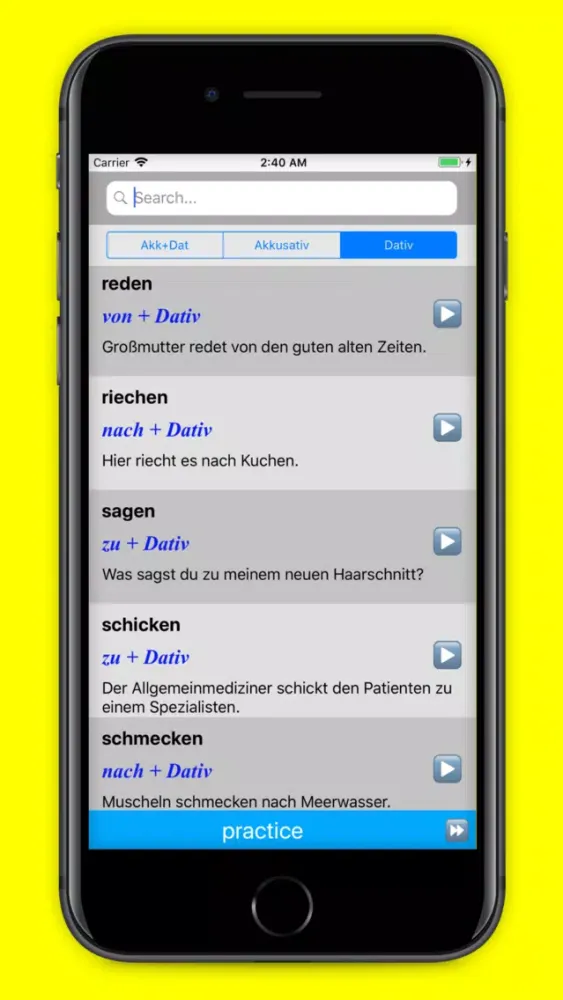 Screenshot di Verben mit Präpositionen