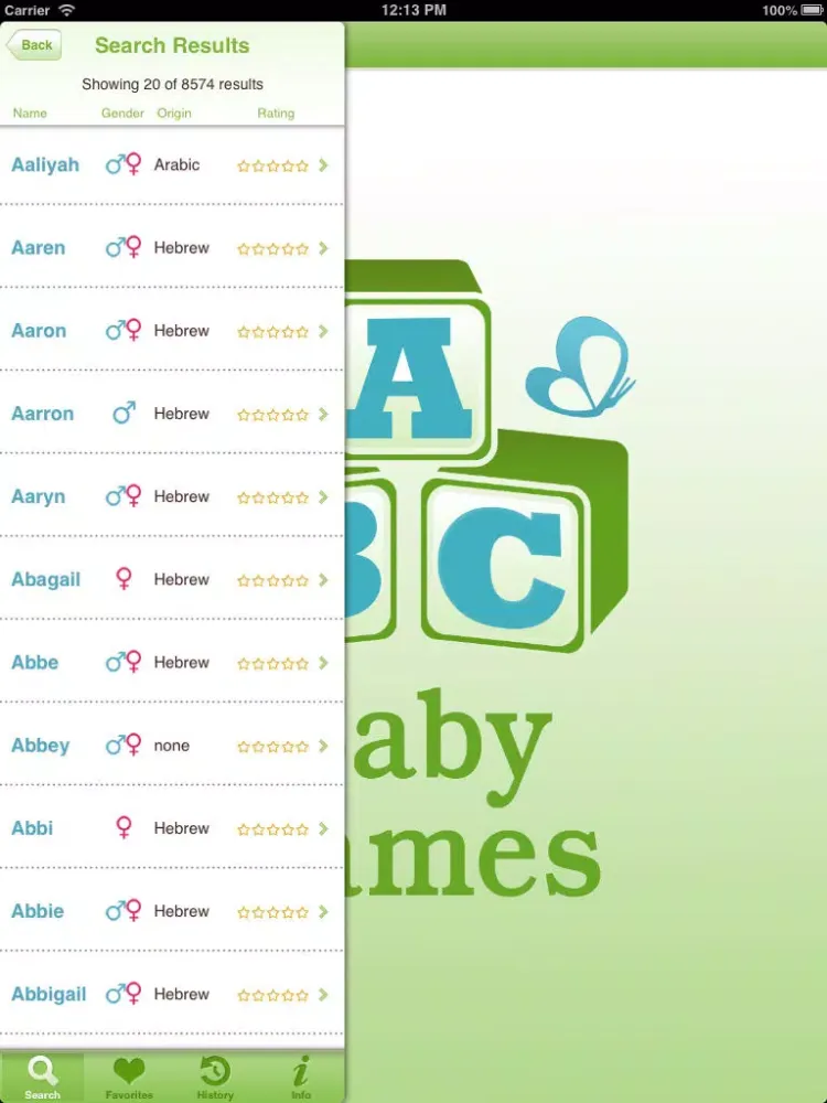 Captures d'écran de Baby Names and Meanings - Popular Name for Boys & Girls from Mobile Mom iPad 