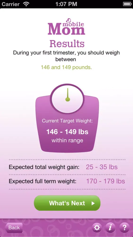 Screenshot di Pregnancy Weight Calculator & Baby Bump Weight Gain from Mobile Mom