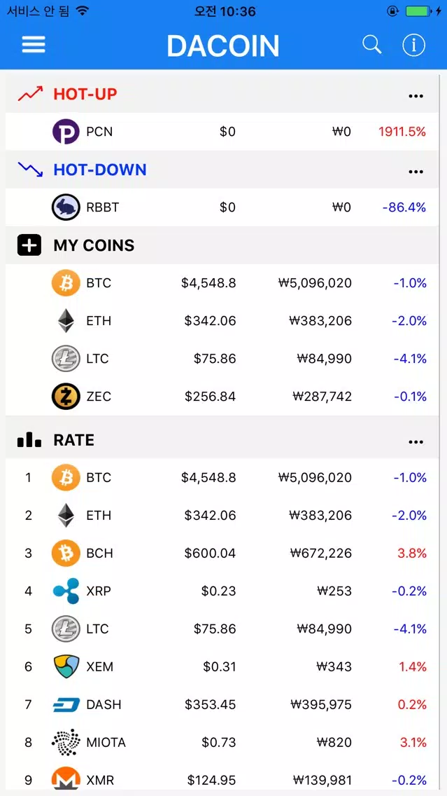DACOIN - Cryptocoin live data स्क्रीनशॉट