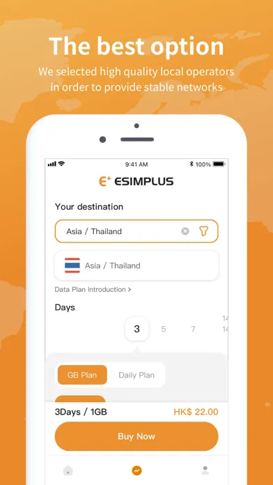 Capturas de tela do ESIMPLUS-Roaming Data