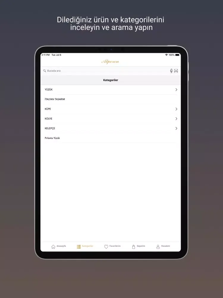 Alperen Kuyumculuk iPad  Ekran Görüntüleri