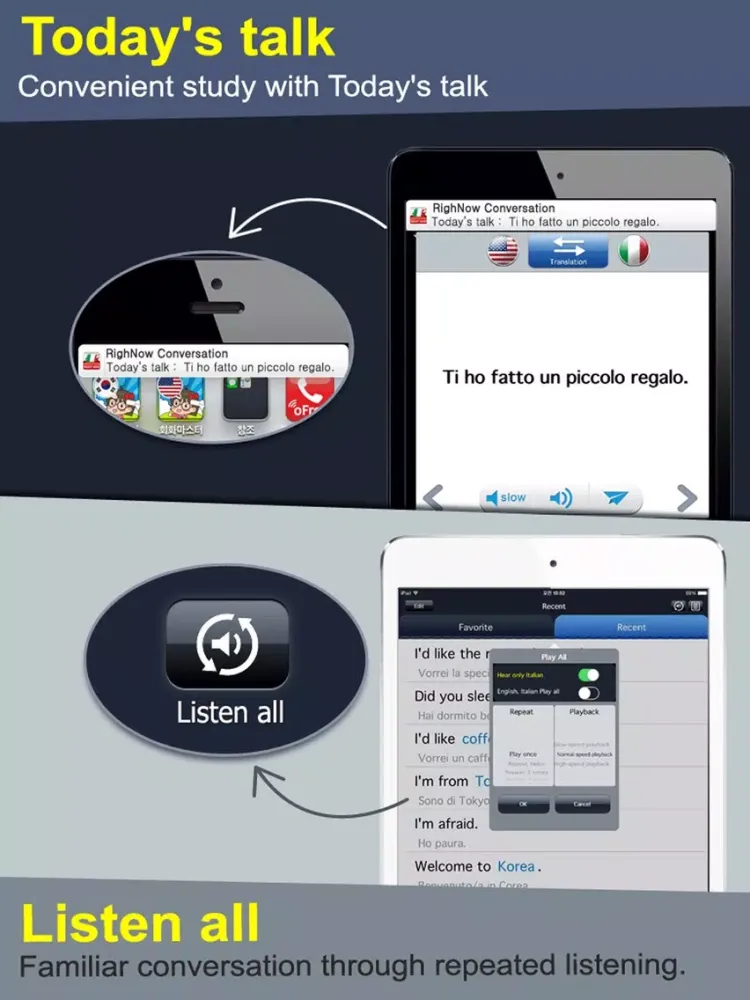 Ảnh chụp màn hình của RightNow Italian Conversation iPad 