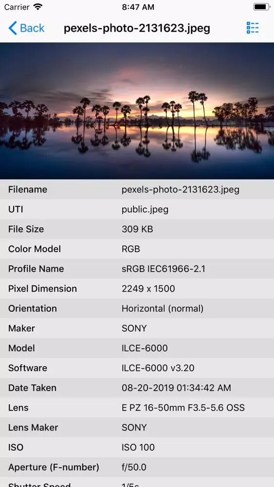 Screenshot di Mexif - Image Metadata Viewer