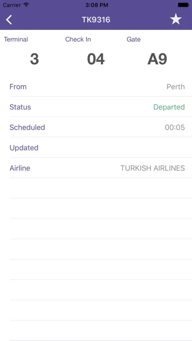 Tangkapan layar Changi Airport Flight Status