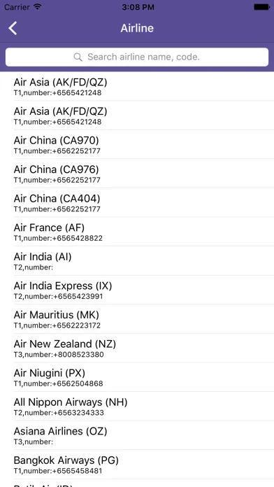 Tangkapan layar Changi Airport Flight Status