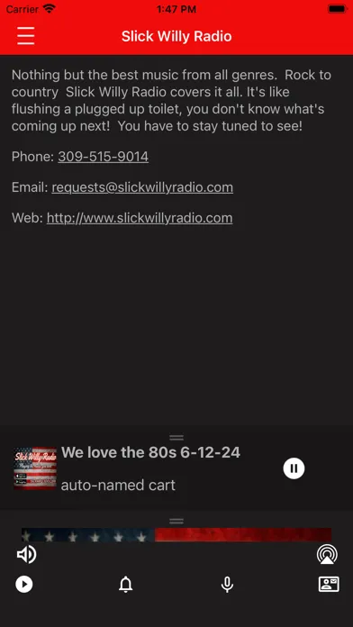 Tangkapan skrin Slick Willy Radio